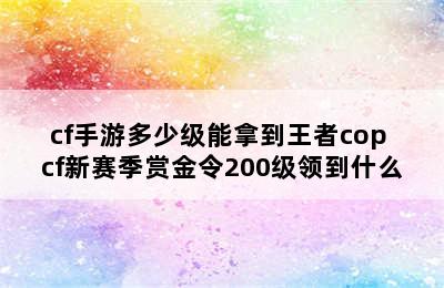 cf手游多少级能拿到王者cop cf新赛季赏金令200级领到什么